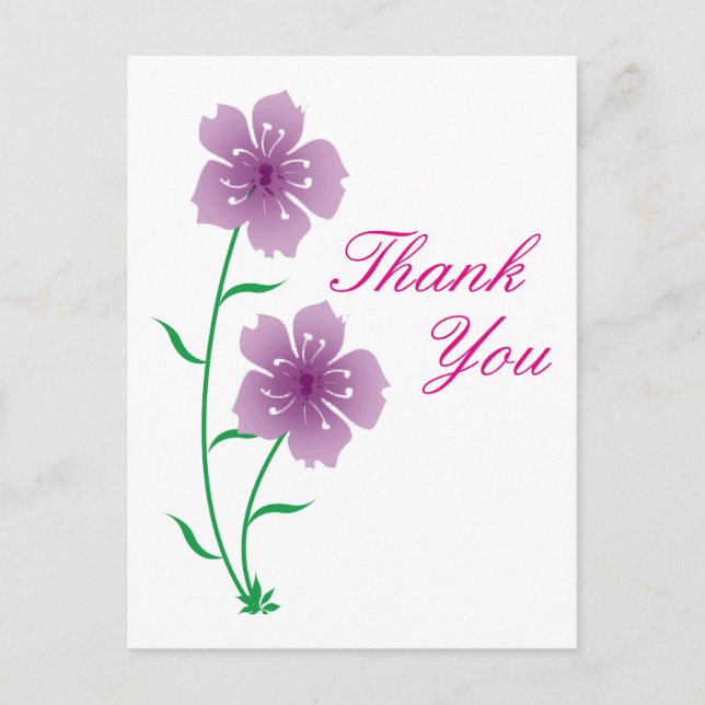Carte Postale Fleurs violettes Merci (Devant)