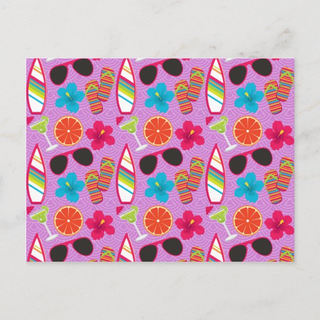 Carte Postale Flip Flops de Beach Lunettes de soleil Beball viol (Devant)