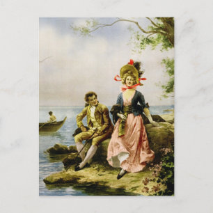 Carte Postale "Flirt au Bord de la Mer" par Hippolyte Lucas