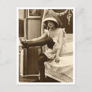 Carte Postale Flirt français - Pinup Vintage