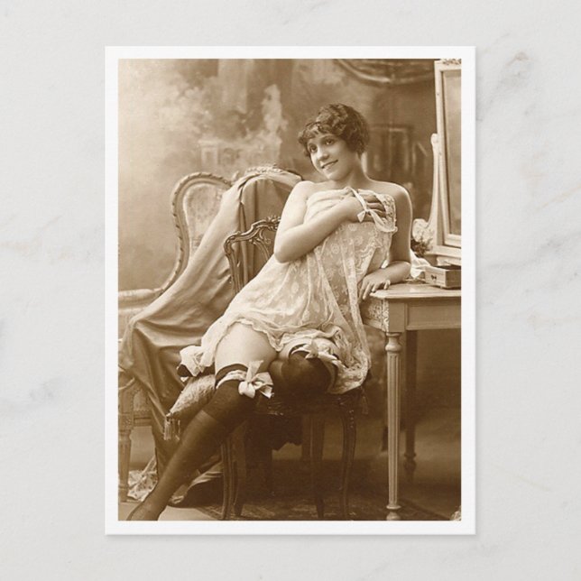 Carte Postale Flirt français - Pinup Vintage (Devant)