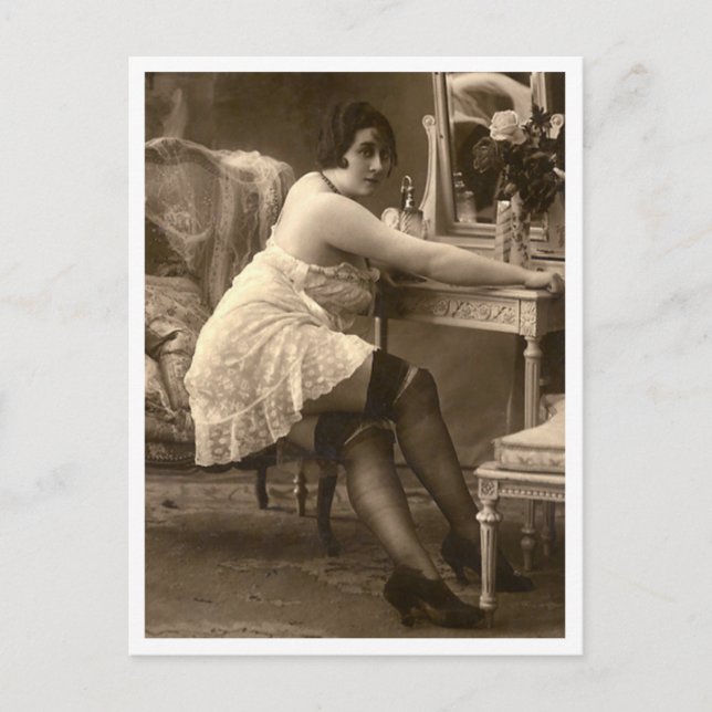 Carte Postale Flirt français - Pinup Vintage (Devant)