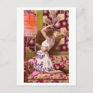 Carte Postale Flirt français - Vintage romantique