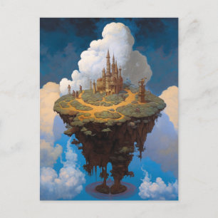 Carte Postale Floating Island Surreal Castle Imaginaire Art
