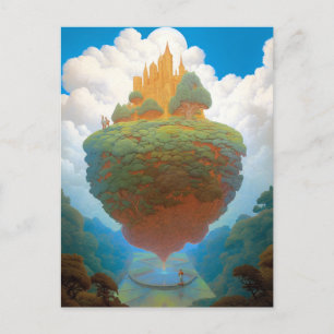 Carte Postale Floating Island Surreal Castle Imaginaire Art
