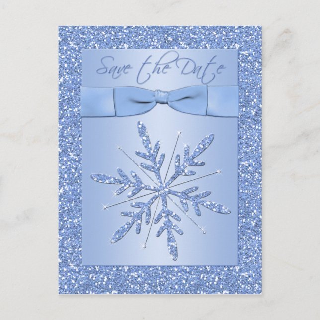 Carte postale 'Flocon de neige bleu pailleté' pour (Devant)
