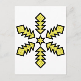 Carte Postale Flocon de neige pailleté - Étoile jaune