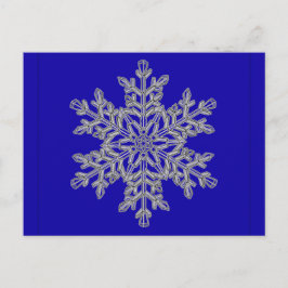 Carte Postale Flocon de neige superposé en argent sur bleu Cobal