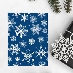Carte Postale Flocons de neige bleus d'hiver