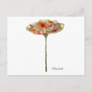 CARTE POSTALE FLOR, ACUARELA, PASTELES, ILUSTRACIÓN