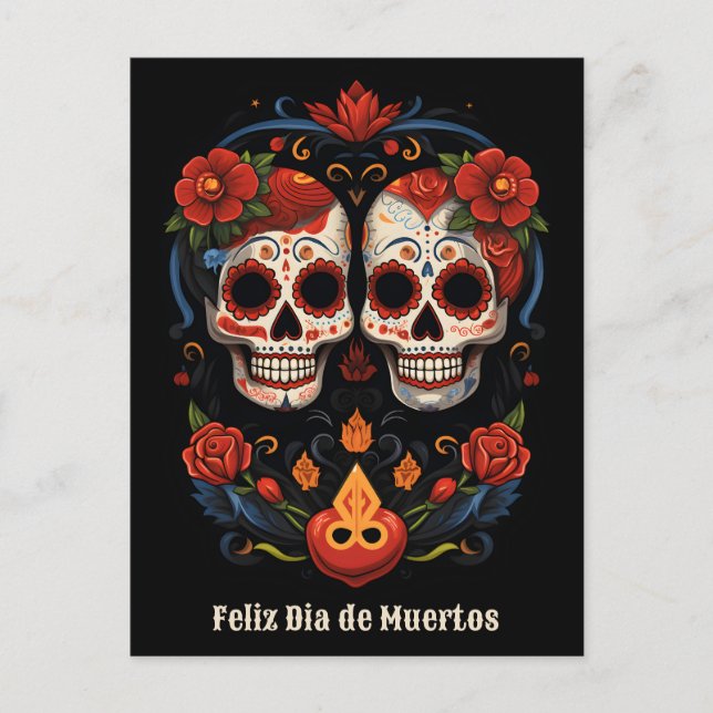 Carte Postale 🌹 Flor y Calavera : Hommage à Dia de Muertos 🌹 (Devant)