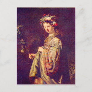 Carte Postale Flora (portrait de Saskia en Flore) par Rembrandt