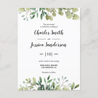 Carte Postale Flora Verde Invitación