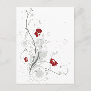 Carte Postale Floral Abstrait rouge