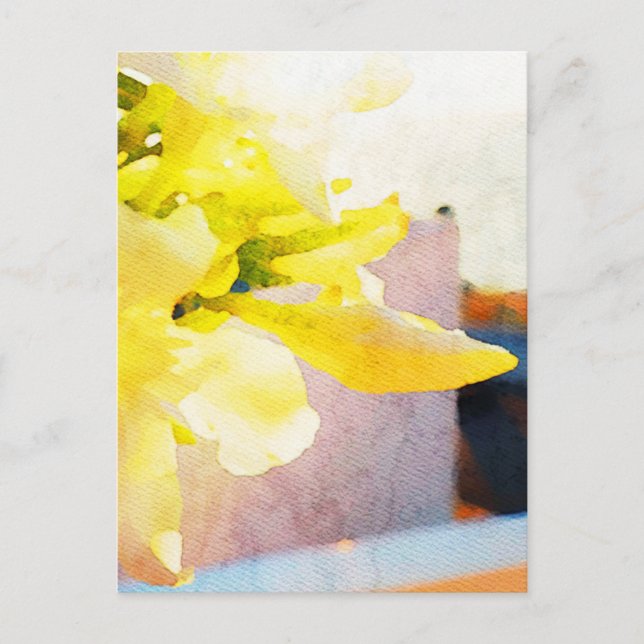 Carte Postale *~* Floral AP10 Aquarelle de pêche jaune (Devant)