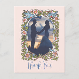 Carte Postale Floral Aquarelle Blush Garden Photo Merci Mariage