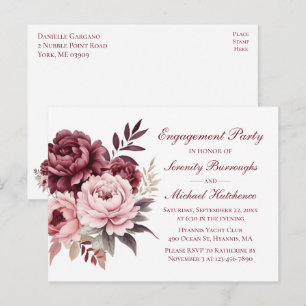 Carte Postale Floral Aquarelle Burgundy Peony