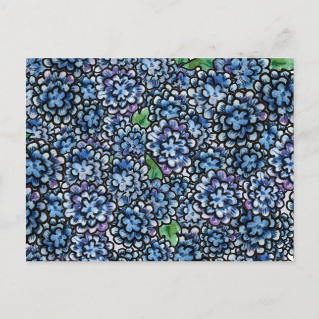 Carte Postale Floral bleu (Devant)