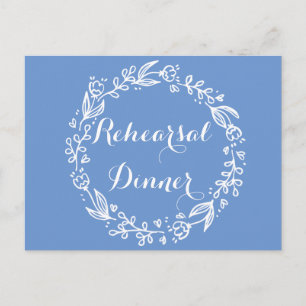 Carte Postale Floral Blue Rehearer Diner Mariage de fleurs