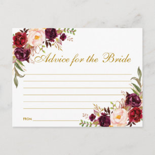 Carte Postale Floral Bourgogne Gold Fête des mariées Conseils Ca