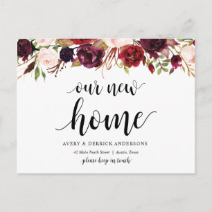 Carte Postale Floral Bourgogne, Notre nouveau Faire-part d'adres