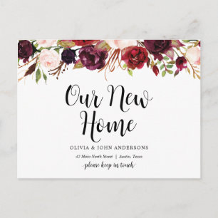 Carte Postale Floral Bourgogne, Notre Nouveau Faire-part d'adres