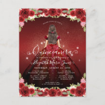 Floral Bourgogne Rouge Or Glam Princesse Quinceane