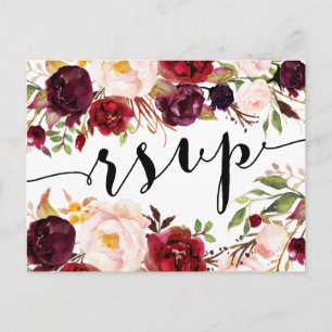 Carte postale Floral Burgundy Marsala RSVP