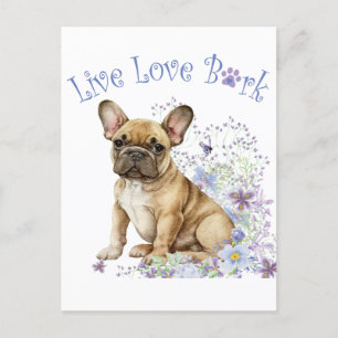 Carte Postale Floral de Bulldog français