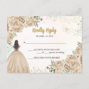 Carte Postale Floral de cuivre d'or clair Princesse Quinceañera 