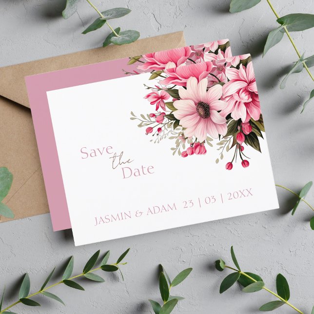 Carte Postale Floral Dusty rose Fleur sauvage été Enregistrer la (Créateur téléchargé)