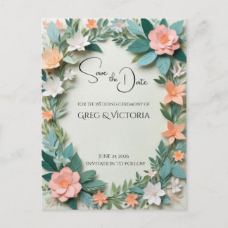 Carte Postale Floral Enregistrer la date