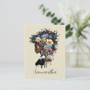 Carte Postale Floral étincelante Africaine Américaine
