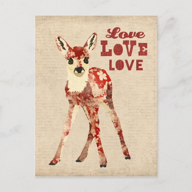 Carte postale Floral Fawn Love (Devant)