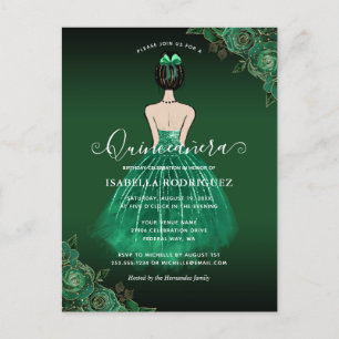 Carte Postale Floral Green Princess Gold Anniversaire Quinceañer