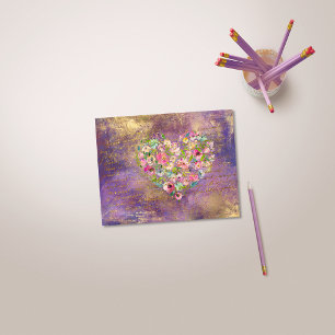 Carte Postale Floral Heart Gold