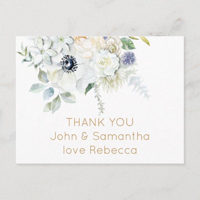 Carte Postale Floral individuel Nom de l'invité Adresse Merci (Devant)