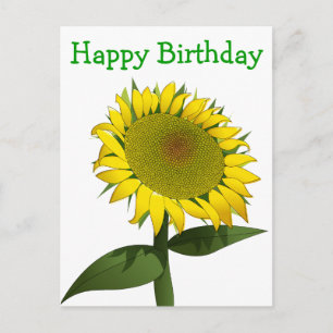 Carte Postale Floral Joyeux Anniversaire Fleurs de Tournesol Jau