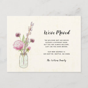 Carte Postale Floral Mason Jar Nous Avons Déménagé Nouvelle Adre