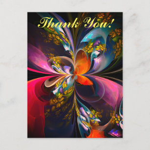 Carte Postale Floral moderne Art Abstrait Rouge Bleu Motif #13