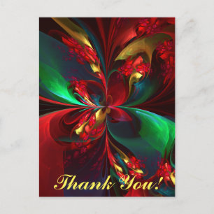 Carte Postale Floral moderne Art Abstrait Rouge Vert Motif #11
