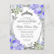 Floral moderne violet gris argenté Tiara Quinceañe
