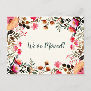 Carte Postale Floral Nous avons déménagé Nouvelle Maison Moving 