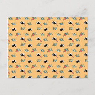 Carte Postale Floral Panda Motif avec Roses sur Peach