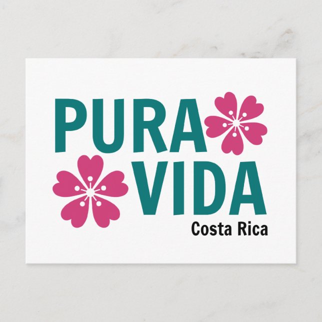 Carte Postale Floral Pura Vida Pink et Green Design (Devant)