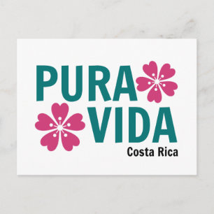 Carte Postale Floral Pura Vida rose et vert design