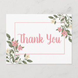 Carte Postale Floral rose Merci Mariage Fleur Botanique
