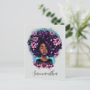 Carte Postale Floral Sparkling Afro Femme