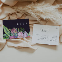 Floral tropical coloré | Mariage violet RSVP