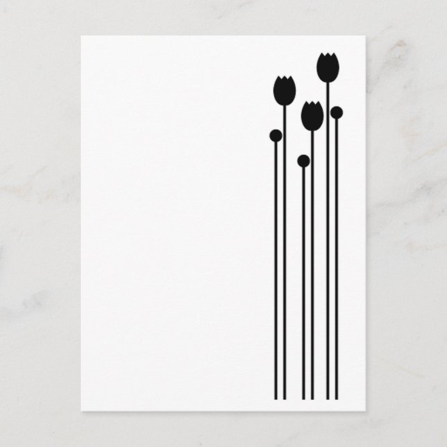 Carte Postale Floral Vintage noir (Devant)